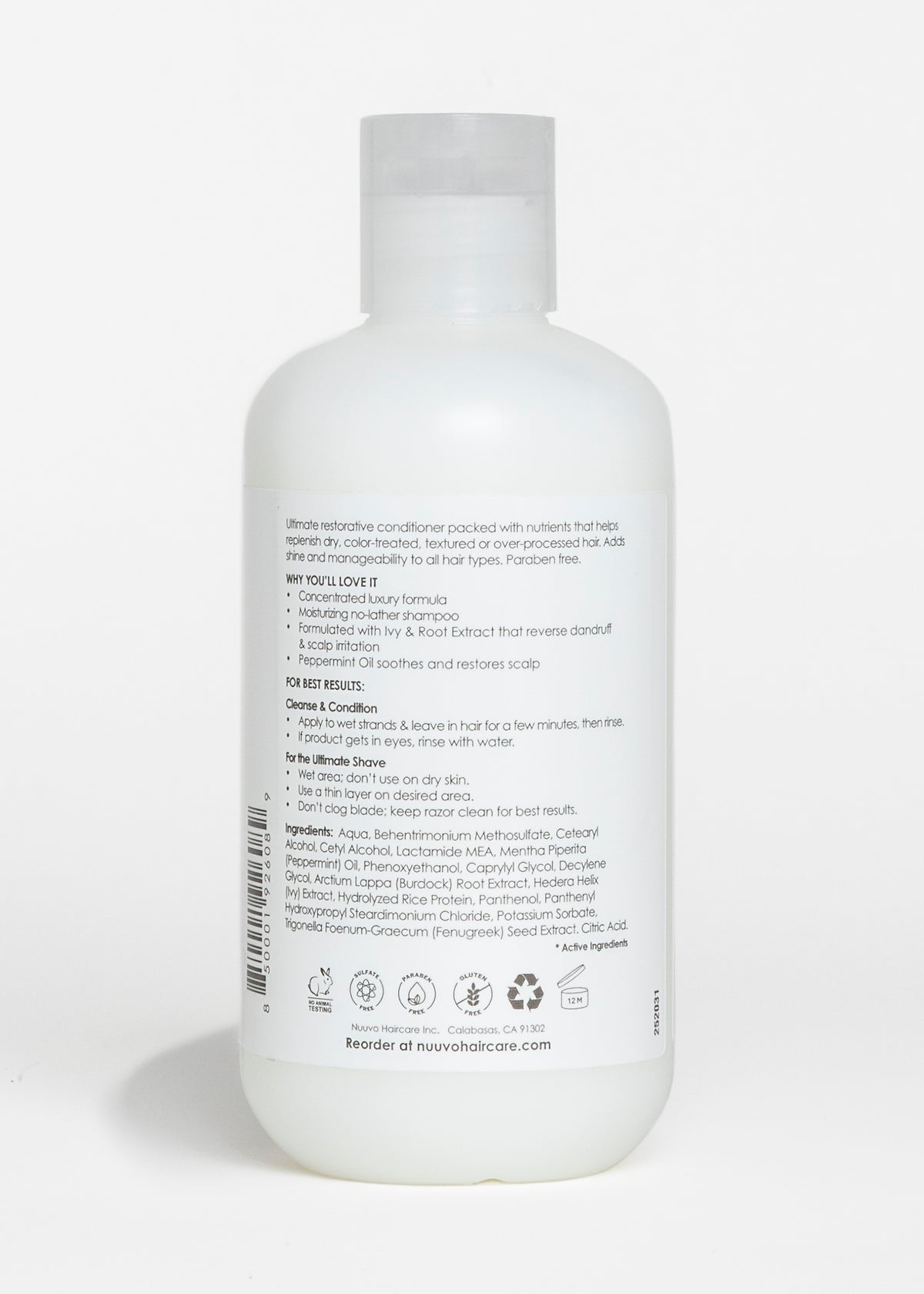 Nuuvo Haircare Peppermint Conditioner - Hydrating Conditioner + Shave Cream